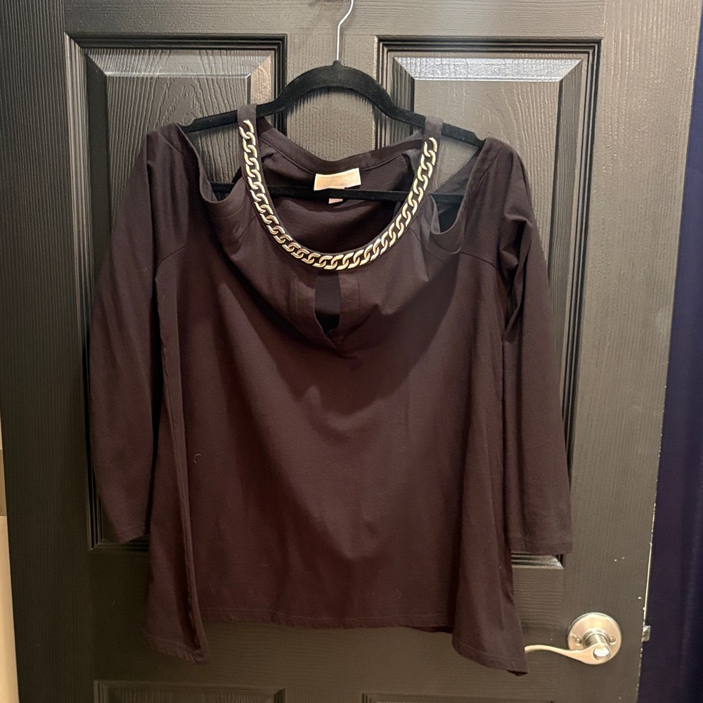 Michael Kors Black Blouse with Chain Detail